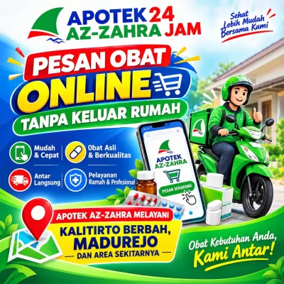 Pesan Obat Online Tanpa Keluar Rumah di Berbah | Apotek Az-Zahra Melayani Kalitirto dan Sekitar